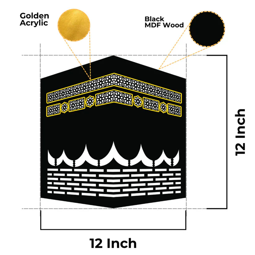 Wall Art Inspired by the Kaaba – Elegant Islamic Home Decoration (12x12 inches)