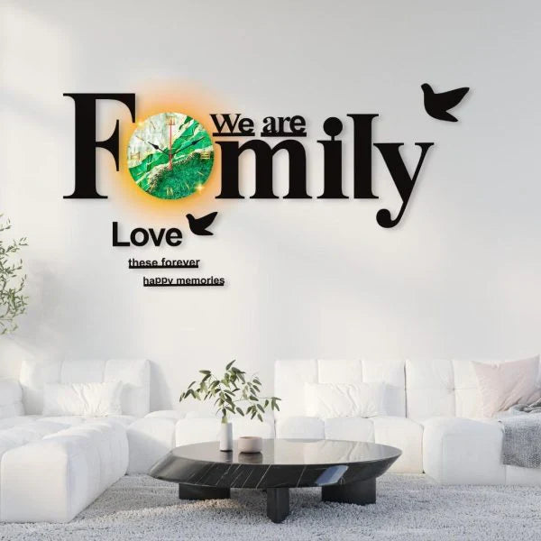 We Are Family With Birds Dial Wooden Wall Clock WC_PDZS28